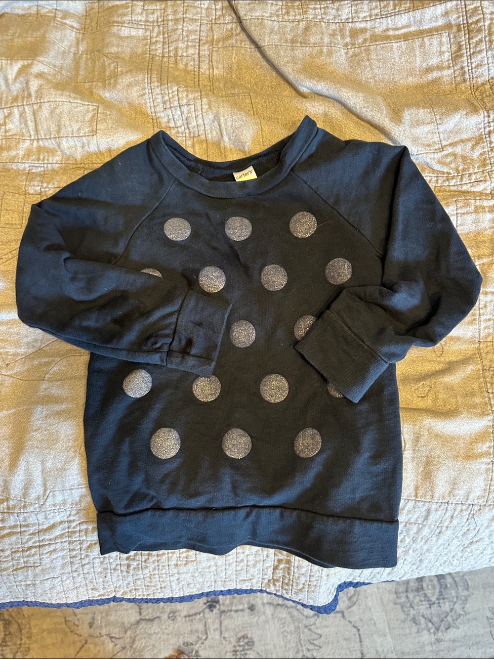 Carters Children's Navy Blue Polka Dot Long Sleeve Top